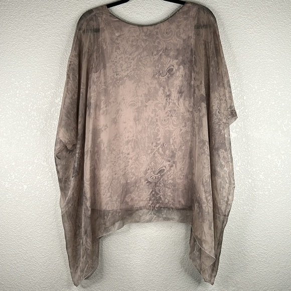 Soft Surroundings Gray Sheer Floral Flowy Top Size XS - Picture 5 of 7